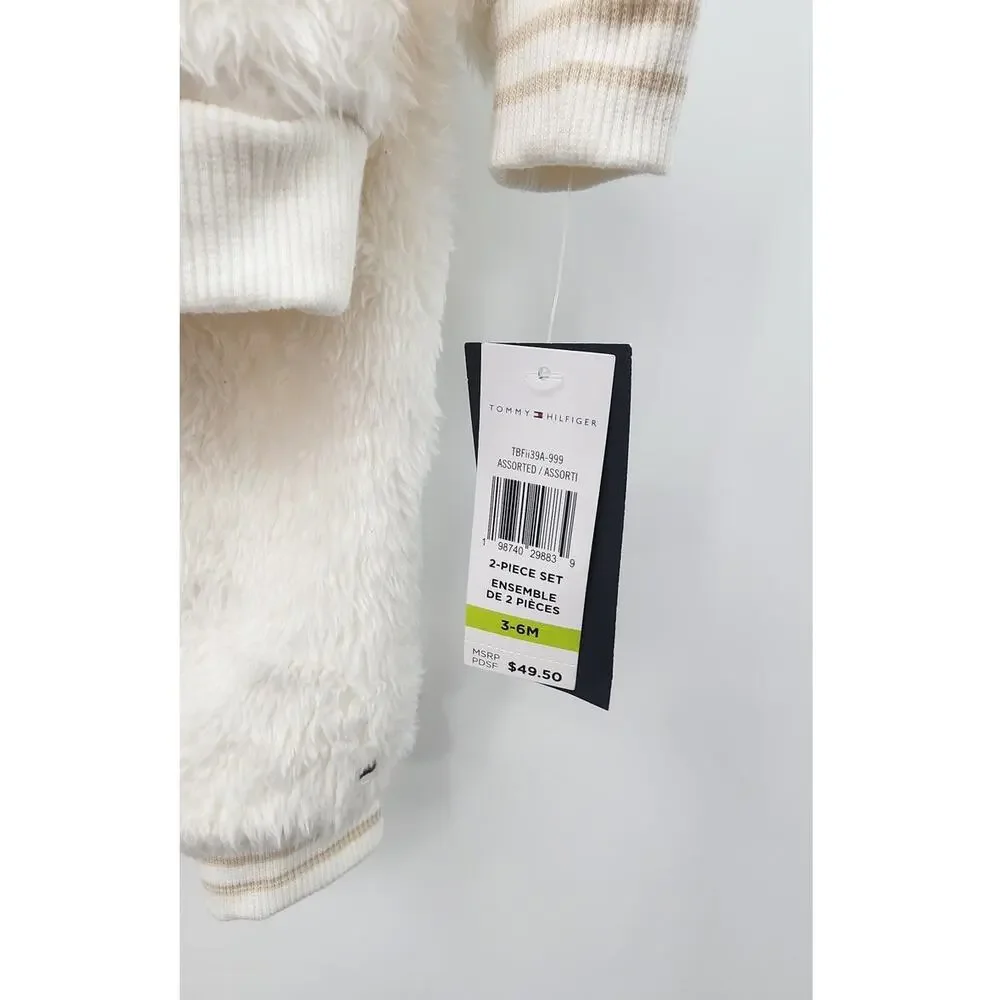 New NWT Baby Tommy Hilfiger 3-6 Month White Fluffy‎ Set Cozy Warm 2-Piece Set